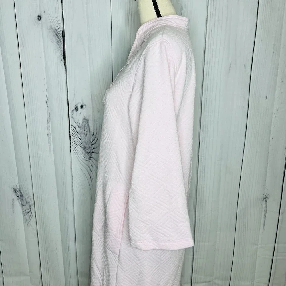 Miss Elaine Quilted Long Sleeve Robe Full Zip Sz S Embroidered Tasseled Vintage